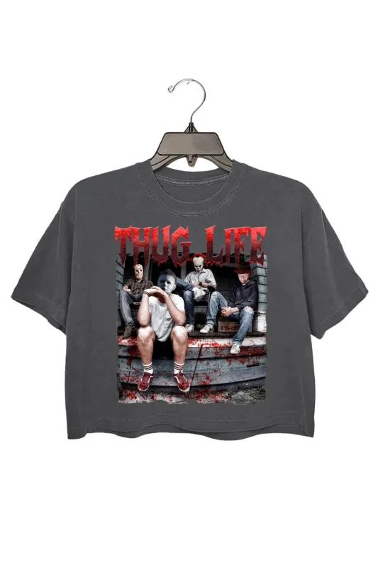 Thug Life Horror Movie Halloween Crop Tee For Women sold by Fancy Tees