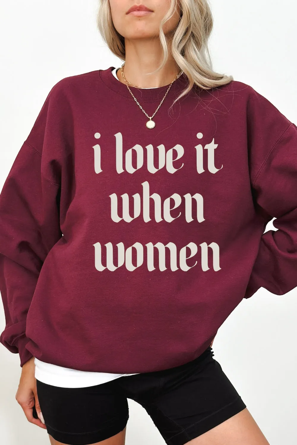 I Love It When Women Lesbian Pride Sweatshirt For Women sold by Fancy Tees product image thumbnail 4