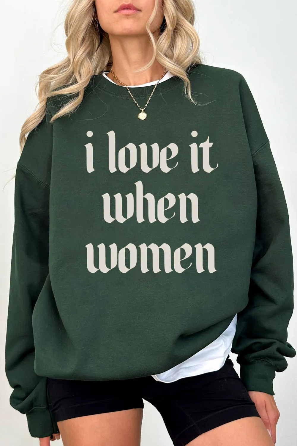 I Love It When Women Lesbian Pride Sweatshirt For Women sold by Fancy Tees product image thumbnail 2