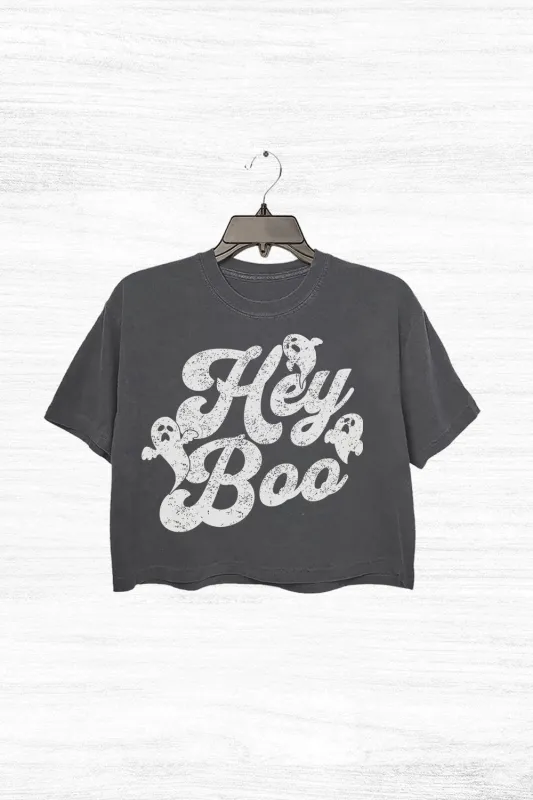 Halloween Hey Boo Ghost Crop Top For Women sold by Fancy Tees