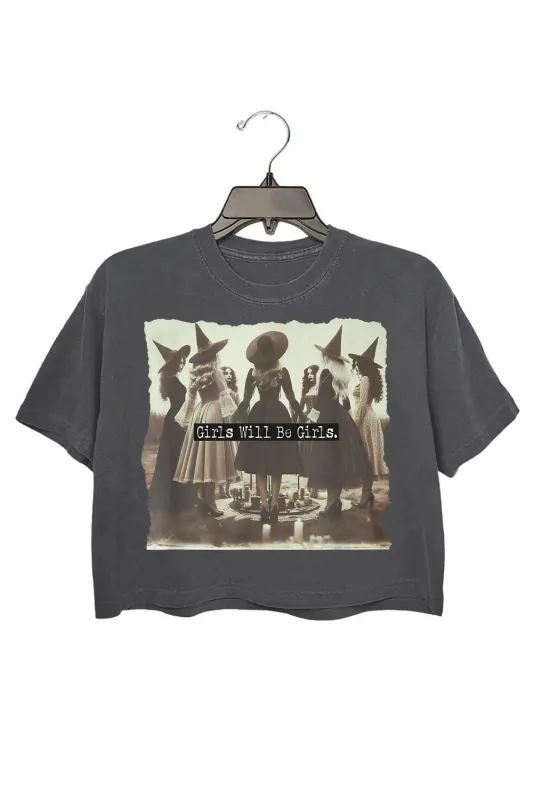 Girls Will Be Girls Witches Club Crop Tee For Women sold by Fancy Tees