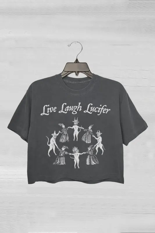 Live Laugh Lucifer Crop Tee For Women sold by Fancy Tees