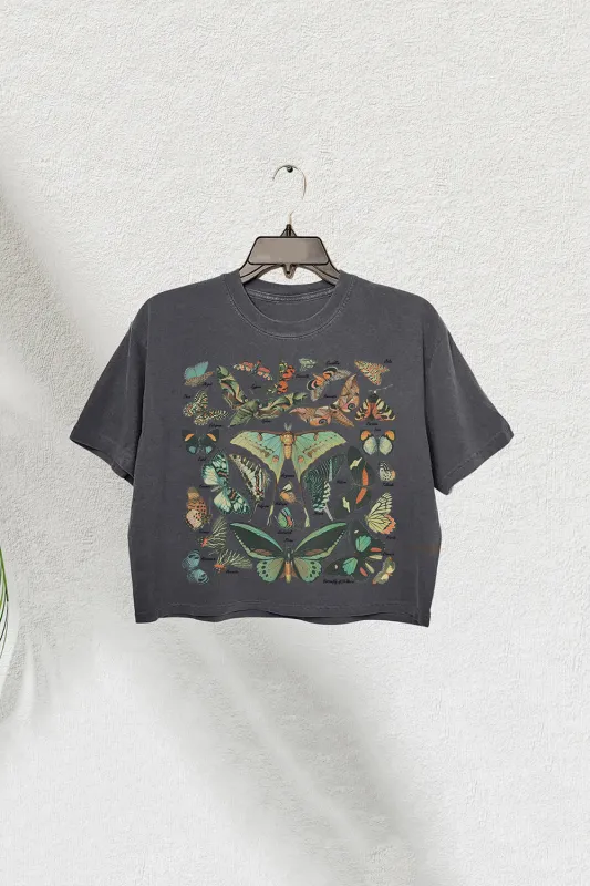 Vintage Butterfly Crop Tee For Women sold by Fancy Tees