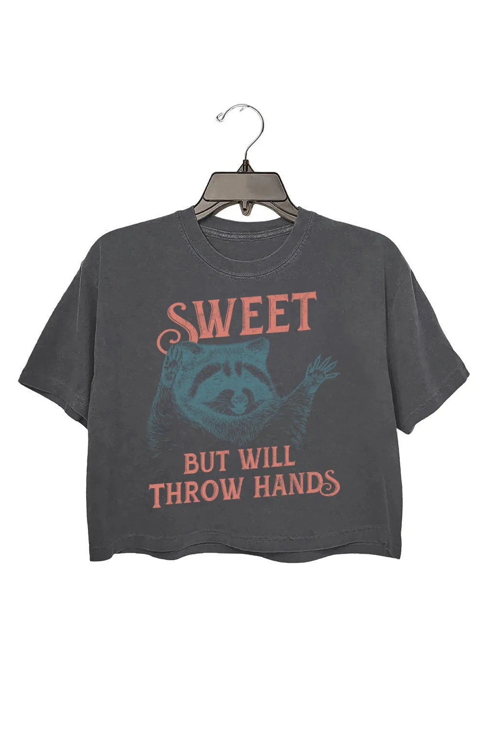 Sweet But Will Throw Hands Crop Tee For Women sold by Fancy Tees
