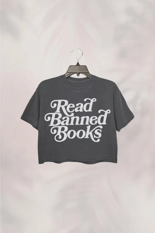 Read Banned Books Graphic Crop Top For Women sold by Fancy Tees