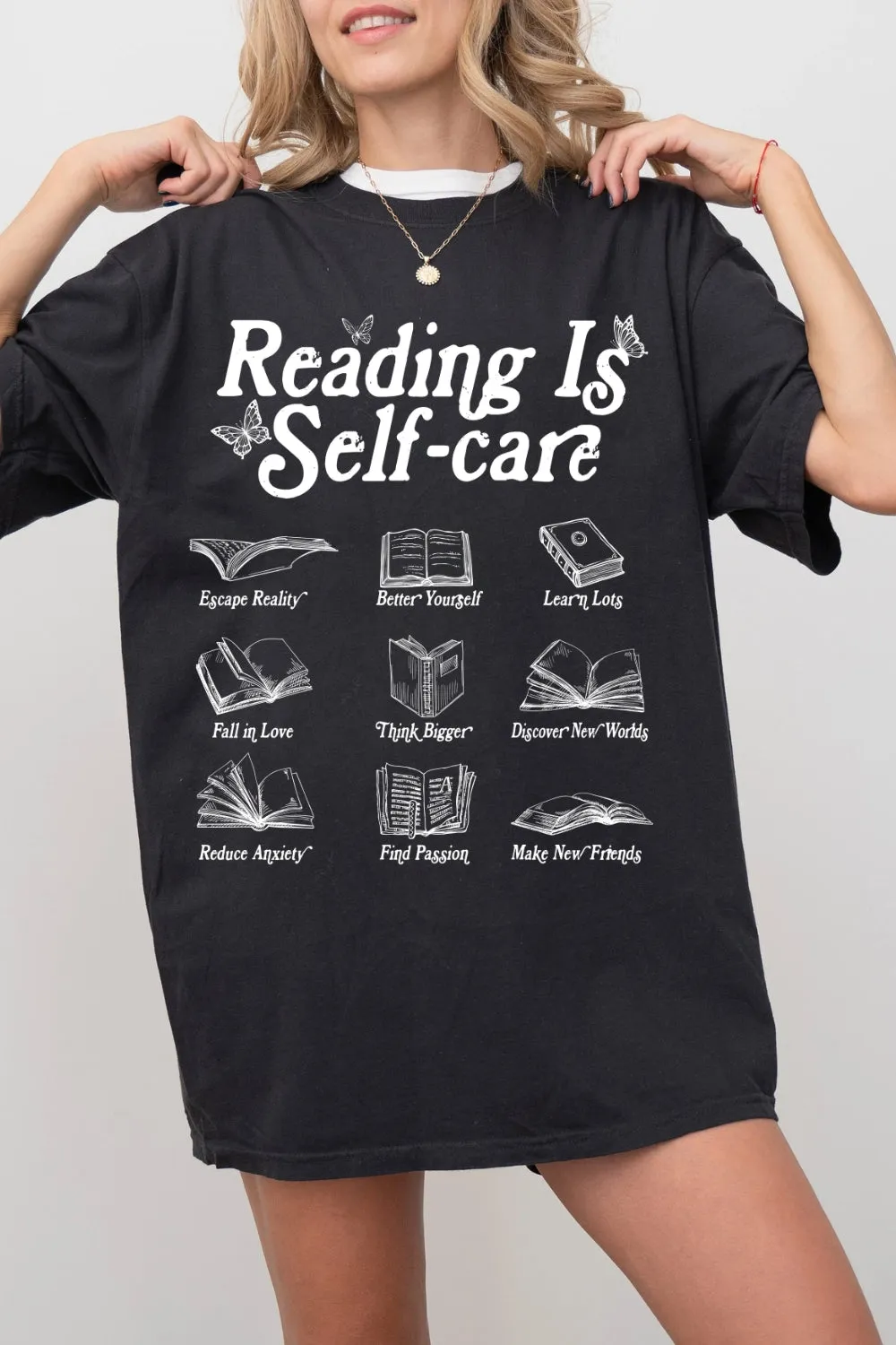 Reading Is Self Care Tee For Women sold by Fancy Tees product image thumbnail 3