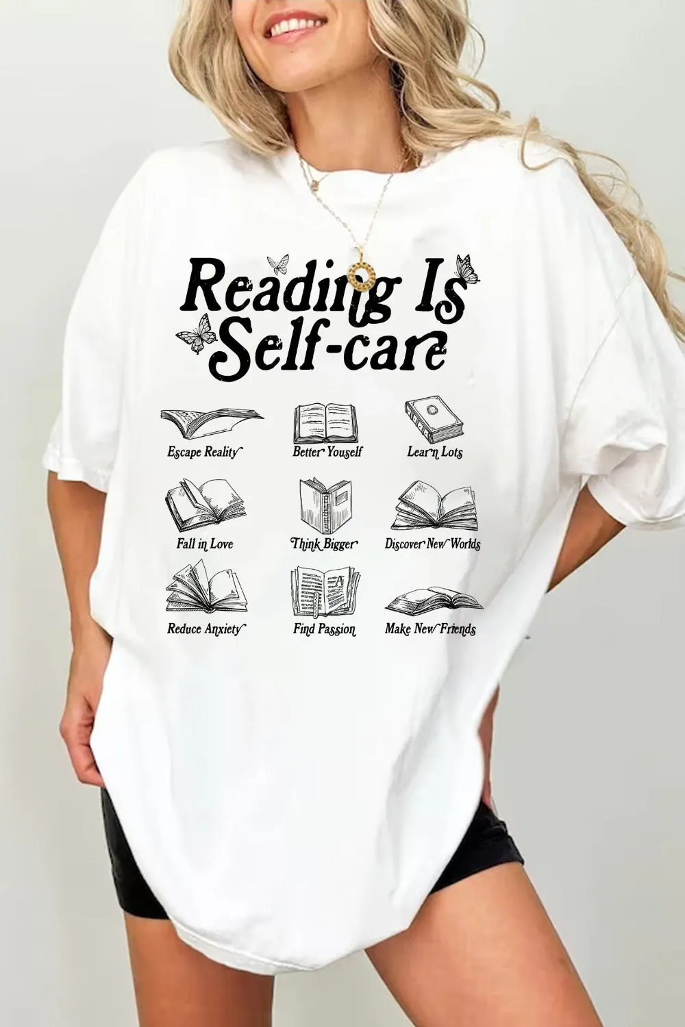 Reading Is Self Care Tee For Women sold by Fancy Tees product image thumbnail 2