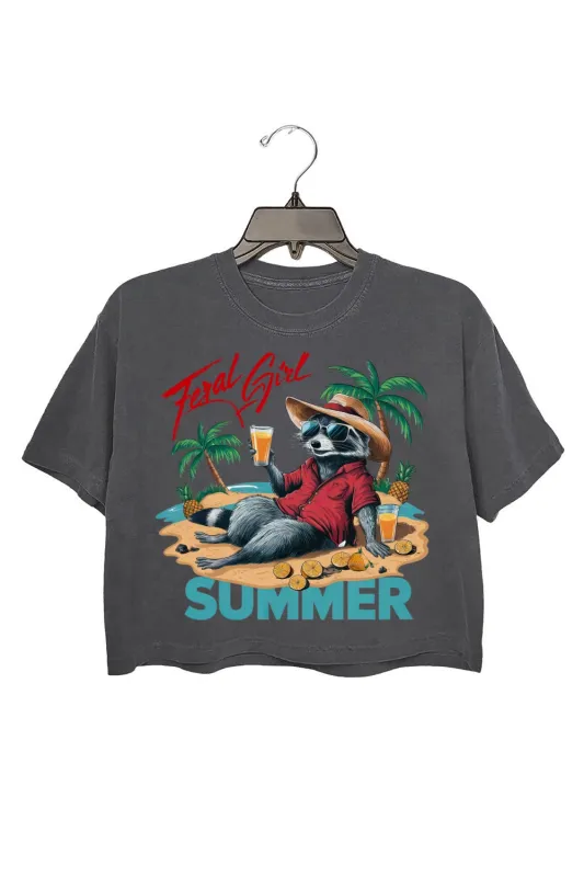 Feral Summer Vacation Crop Top For Women made by Fancy Tees