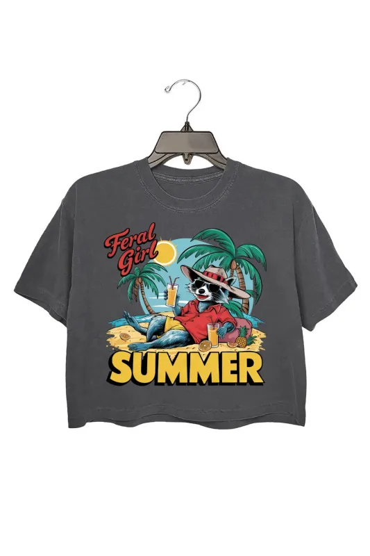 Feral Girl Vacation Crop Tee For Women sold by Fancy Tees