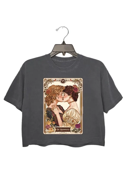 Lesbian Pride Tarot Card They Were Roommates Crop Tee For Women sold by Fancy Tees