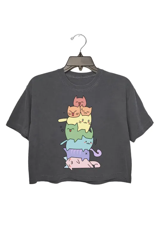 Rainbow Cat Flag LGBTQ Crop Top For Women made by Fancy Tees