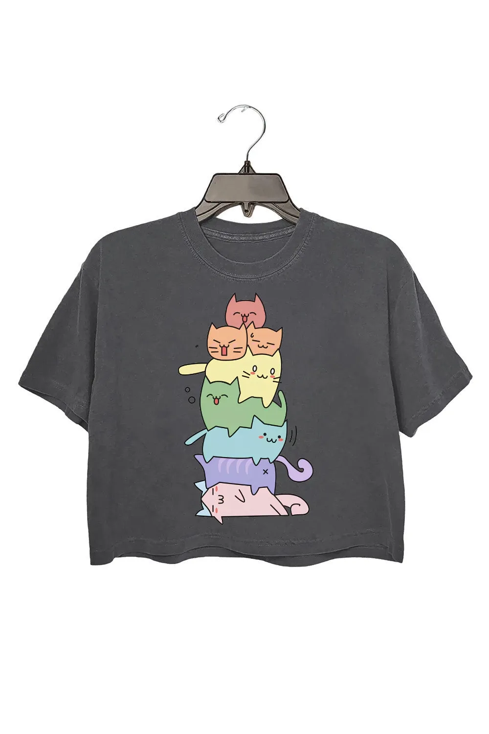 Rainbow Cat Flag LGBTQ Crop Top For Women sold by Fancy Tees