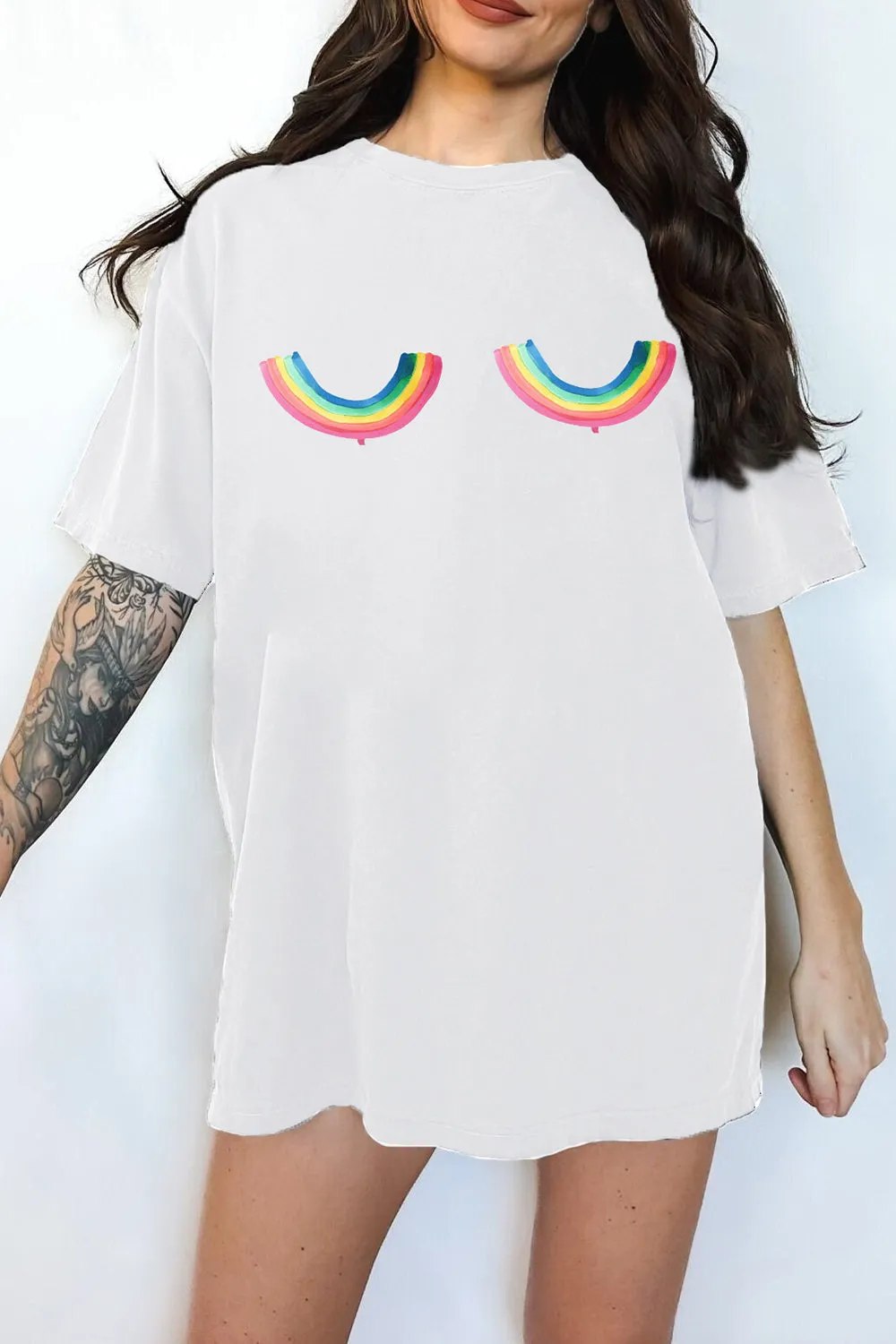 Rainbow Titties Funny Tee For Women sold by Fancy Tees product image thumbnail 2