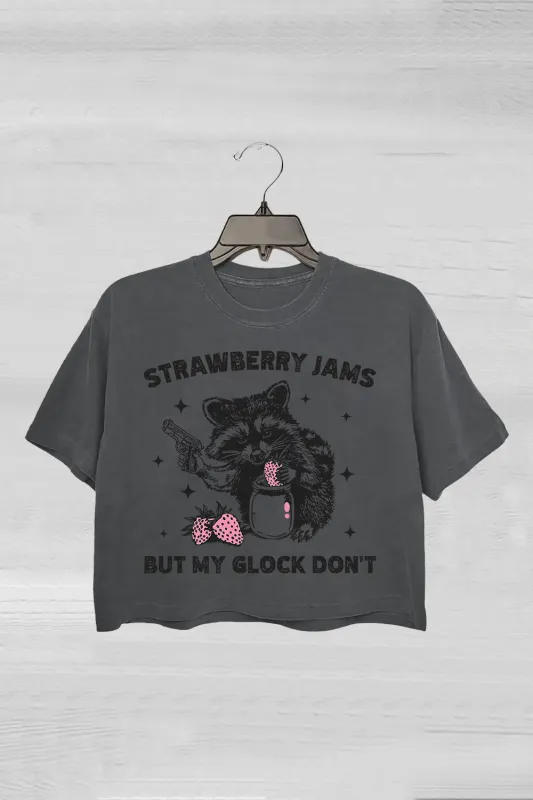 Strawberry Jams Raccoon Crop Tee For Women sold by Fancy Tees