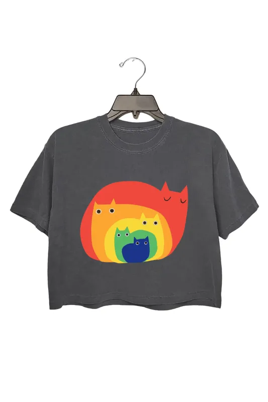 Rainbow Cats Pride Crop Top For Women sold by Fancy Tees