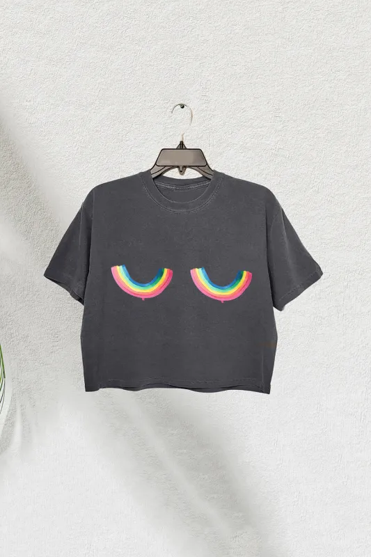 Rainbow Titties Crop Tee For Women sold by Fancy Tees
