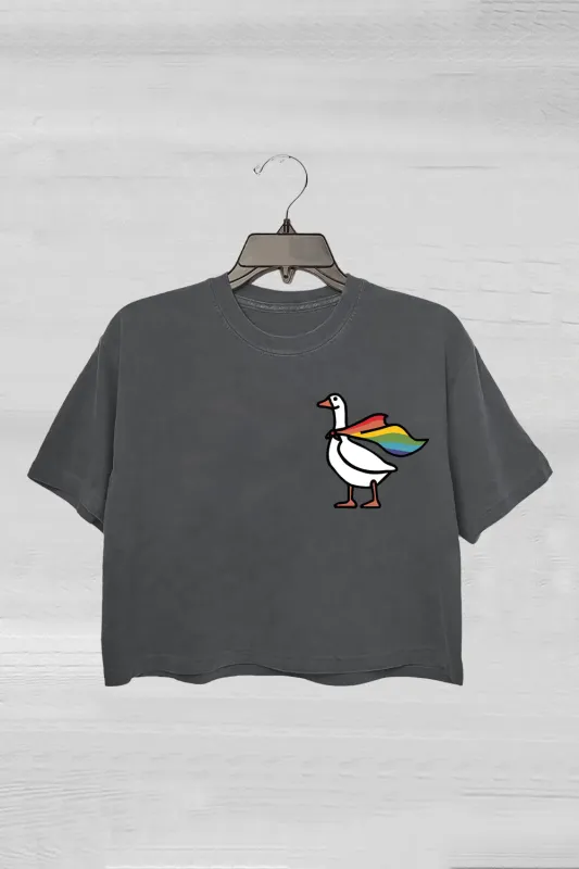 Rainbow Goose Crop Tee For Women sold by Fancy Tees