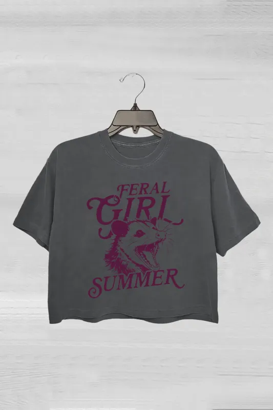 Feral Girl Purple Summer Crop Tee For Women sold by Fancy Tees