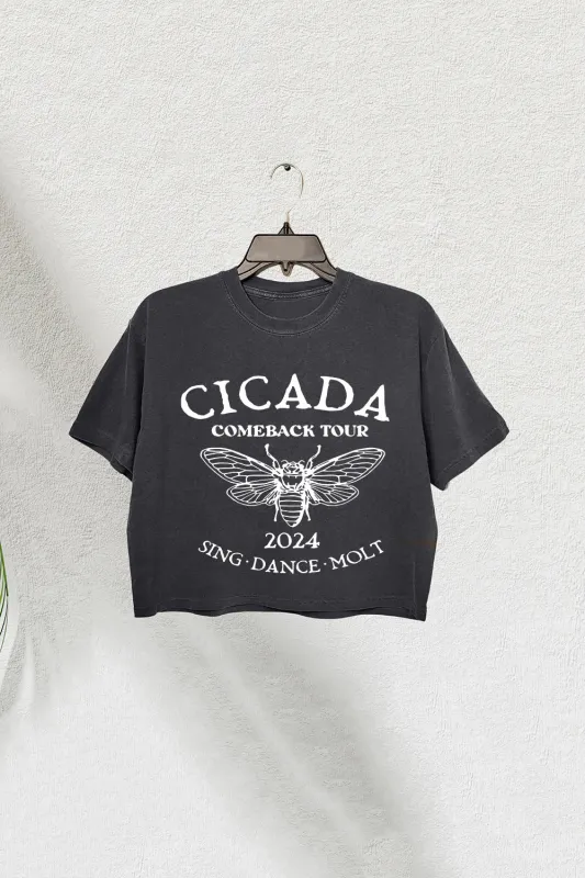 Funny Cicada Concert 2024 Crop Tee For Women sold by Fancy Tees