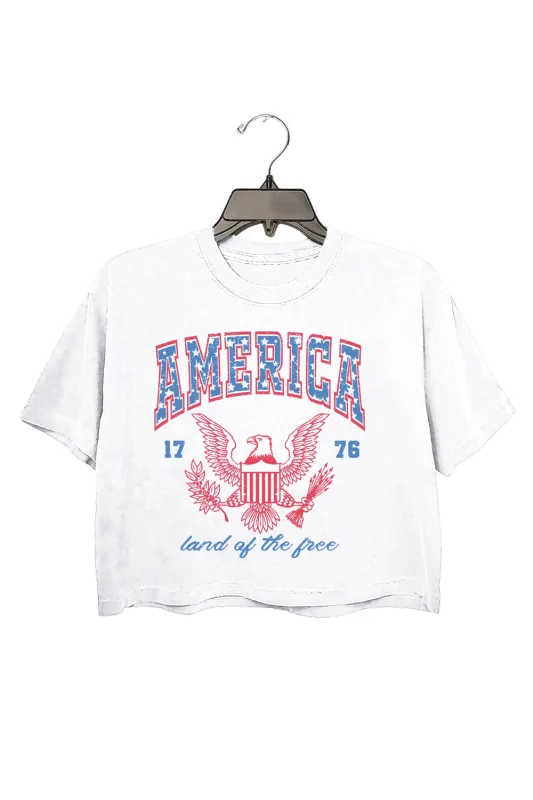 Red White and Blue, America Crop Top For Women sold by Fancy Tees