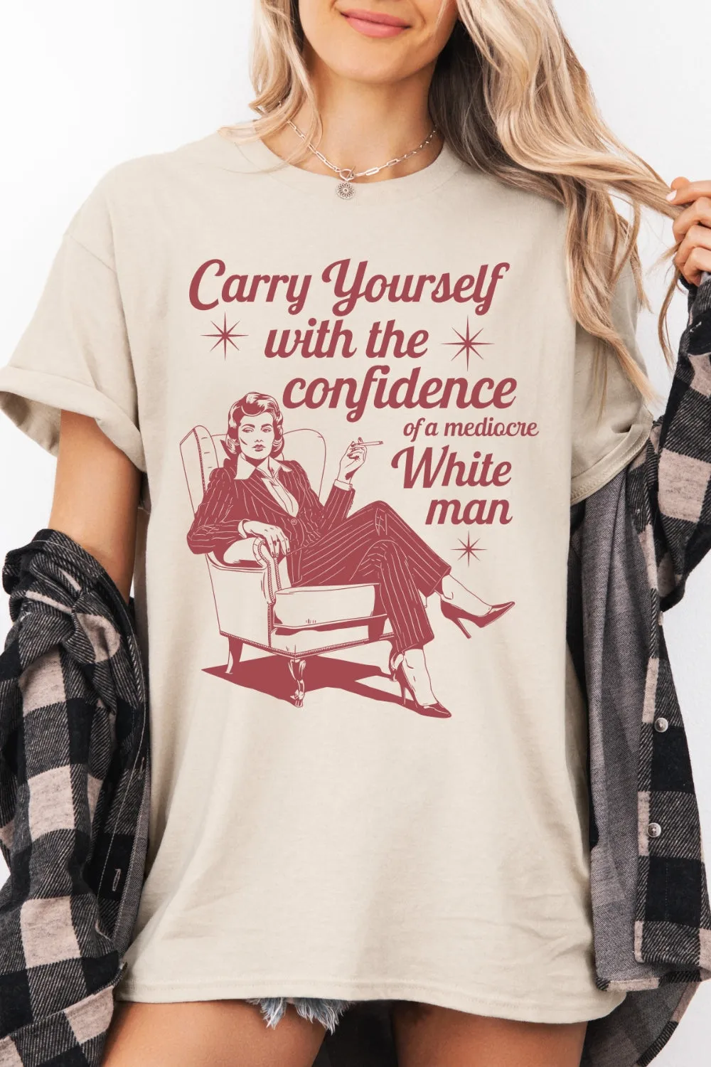 Carry Yourself With The Confidence Of A Mediocre Tee For Women sold by Fancy Tees product image thumbnail 2