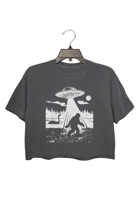 Bigfoot Ufo Retro 90s Crop Tee For Women sold by Fancy Tees