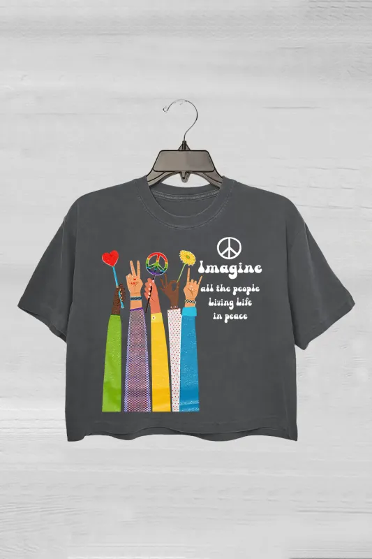 Imagine All The People Living Life In Peace Crop Tee For Women sold by Fancy Tees