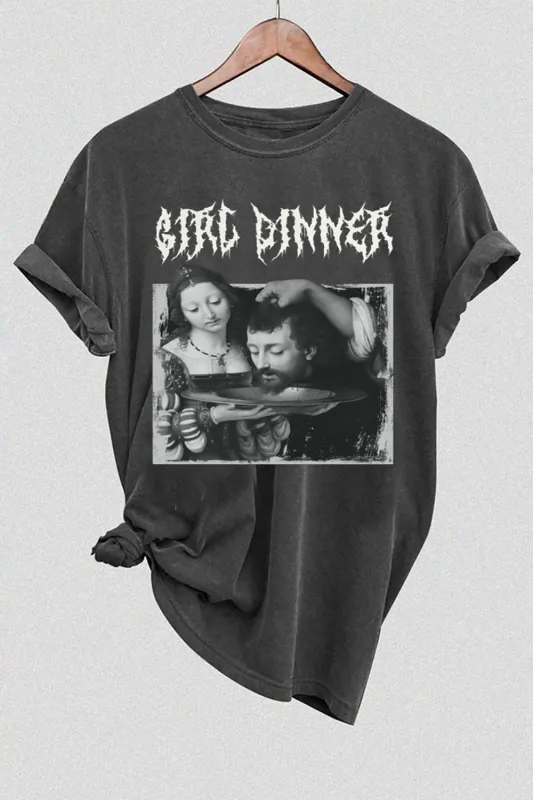 Girl Dinner Metal Feminist Tee For Women made by Fancy Tees