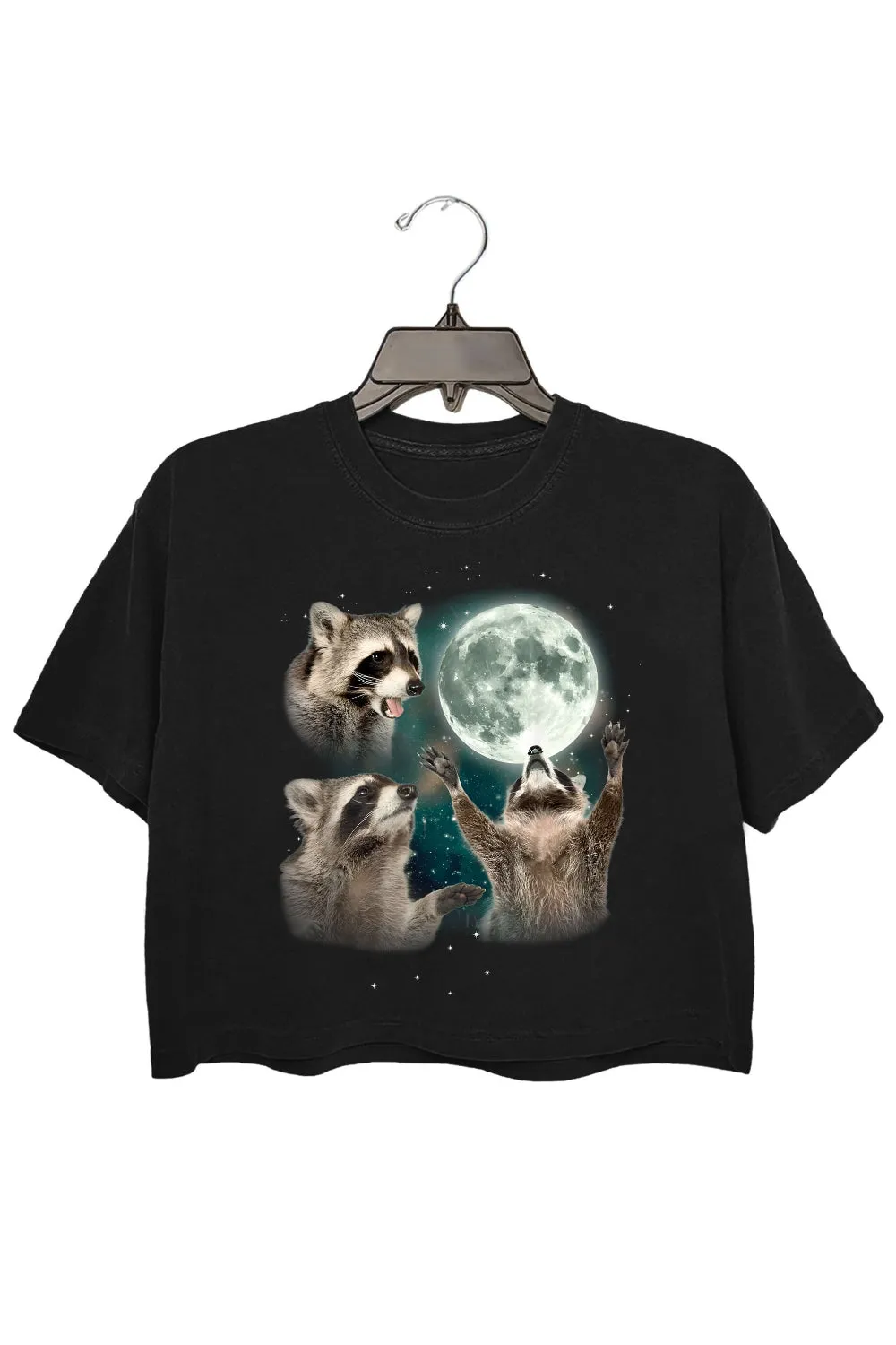 Three Raccoons Vintage Graphic Crop Top For Women sold by Fancy Tees product image thumbnail 2