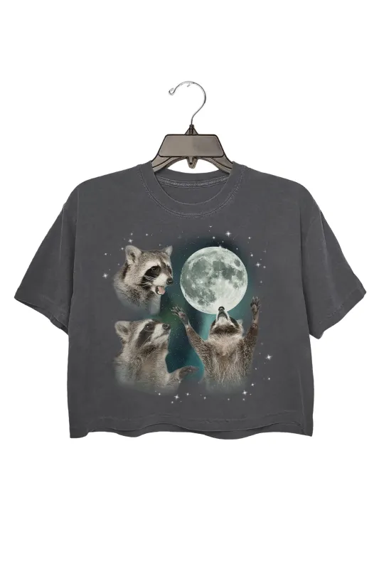 Three Raccoons Vintage Graphic Crop Top For Women sold by Fancy Tees