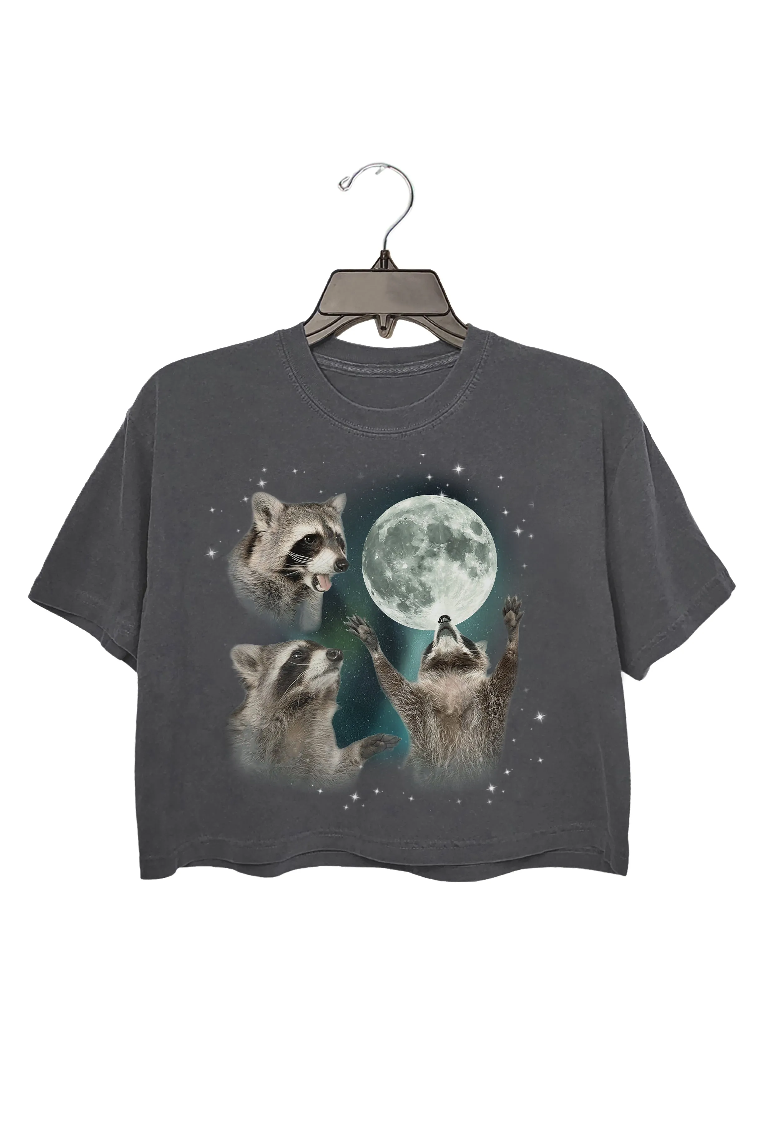 Three Raccoons Vintage Graphic Crop Top For Women sold by Fancy Tees