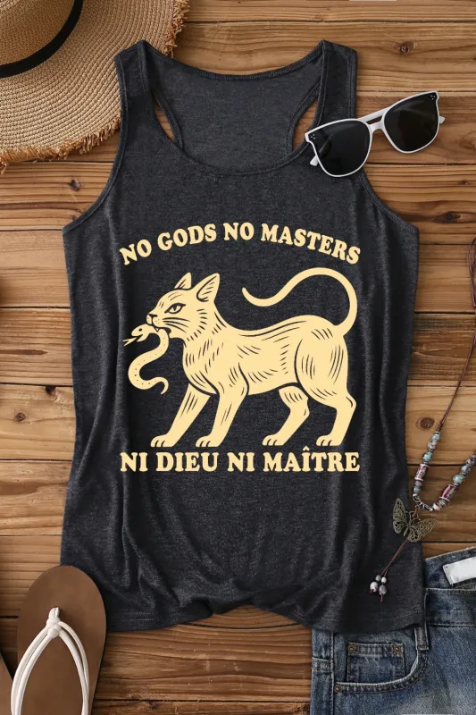 No Gods No Masters Cat Tank Top For Women made by Fancy Tees