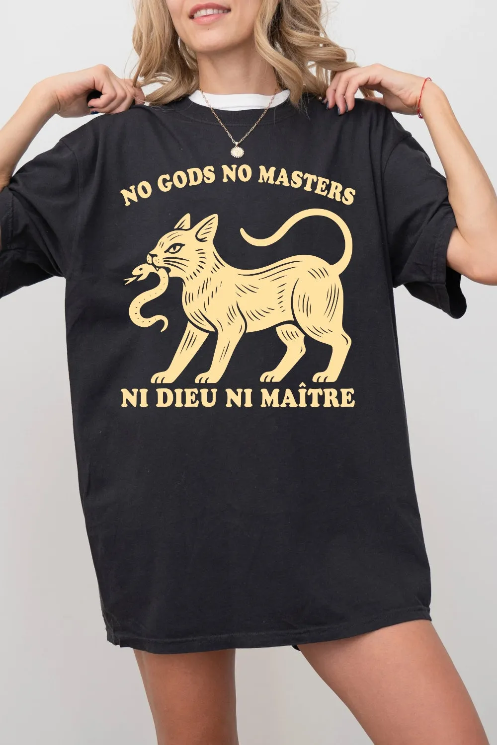 No Gods No Masters Cat Tee For Women sold by Fancy Tees product image thumbnail 2