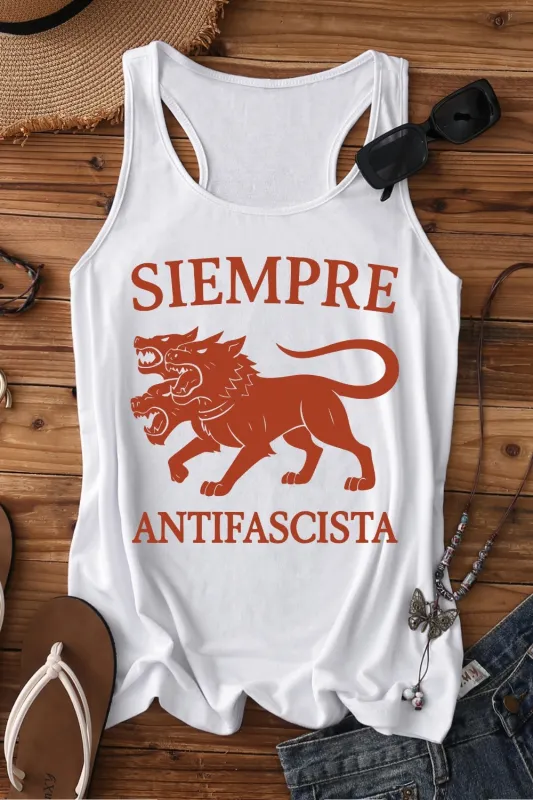 Siempre Antifascista Anti Fascism Tank Top For Women sold by Fancy Tees