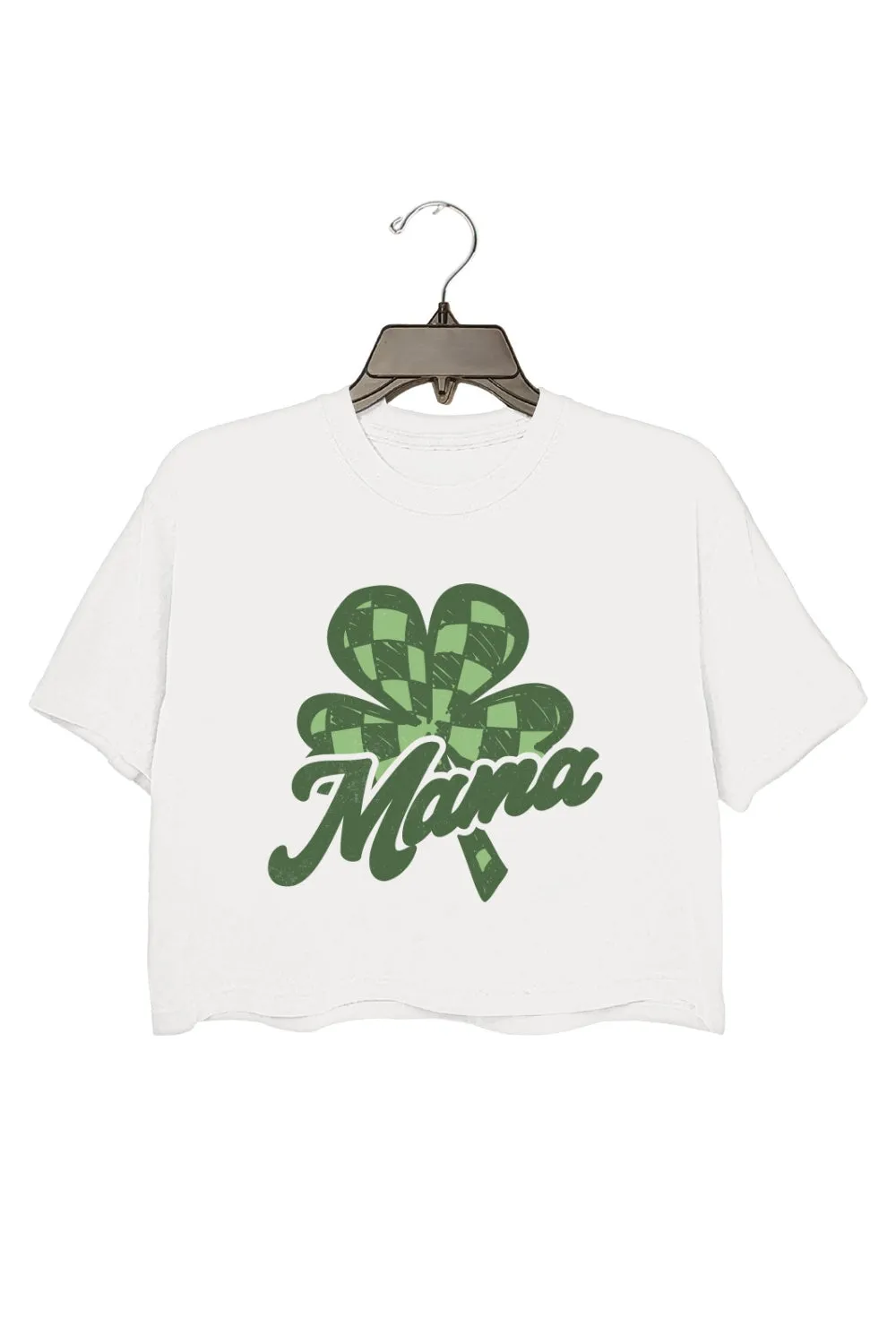 Mama Checkered Shamrock Crop Top For Women sold by Fancy Tees