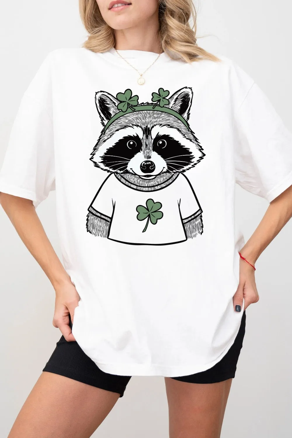 St Patricks Raccoon Tee For Women sold by Fancy Tees product image thumbnail 2