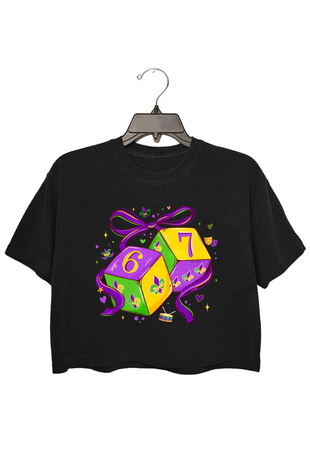 Mardi Gras 6 7 Dice Crop Top For Women sold by Fancy Tees product image thumbnail 3