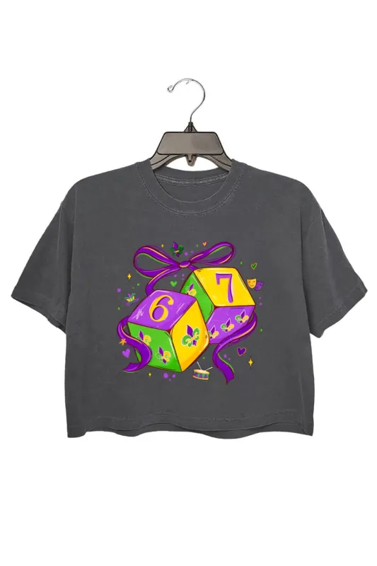 Mardi Gras 6 7 Dice Crop Top For Women made by Fancy Tees