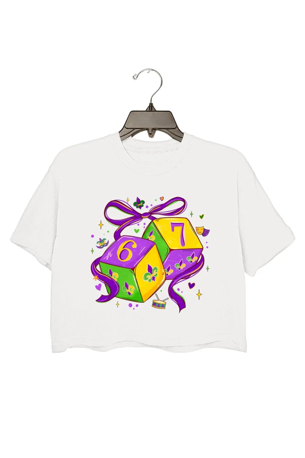 Mardi Gras 6 7 Dice Crop Top For Women sold by Fancy Tees product image thumbnail 2
