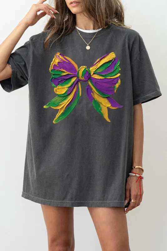 Mardi Gras Bow Brushstroke Tee For Women sold by Fancy Tees