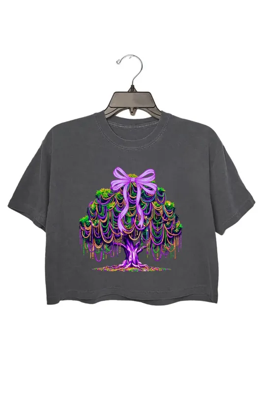 Mardi Gras Beads Tree Crop Top For Women sold by Fancy Tees