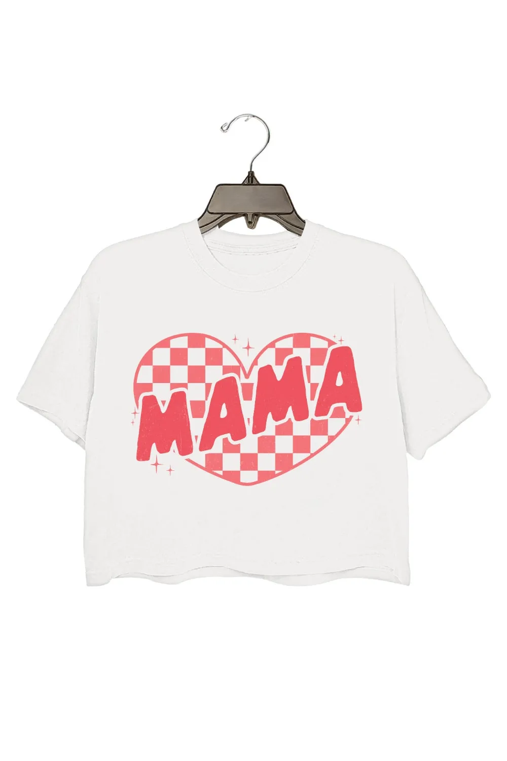 Mama Checkered Heart Crop Top For Women sold by Fancy Tees product image thumbnail 2
