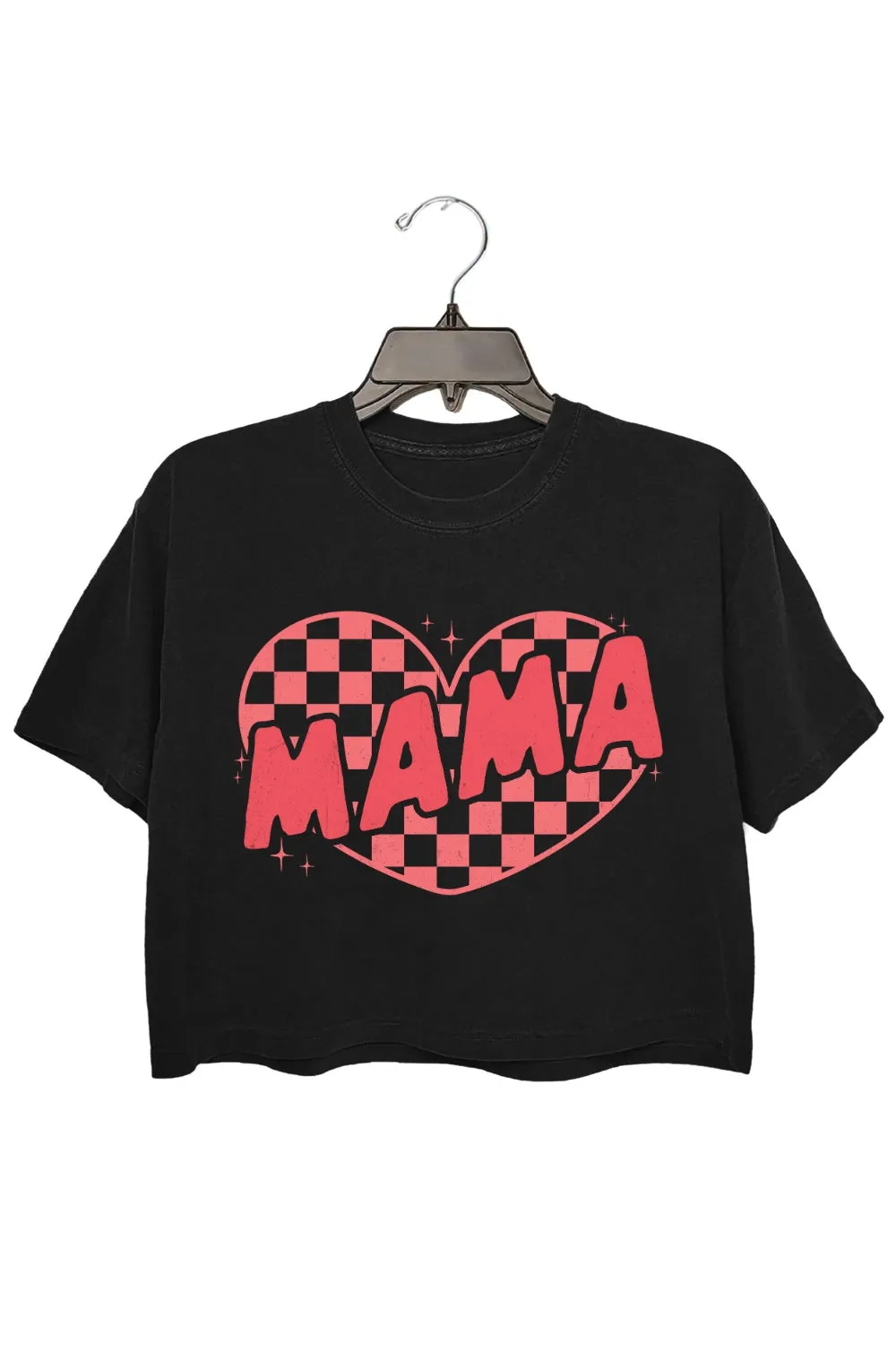 Mama Checkered Heart Crop Top For Women sold by Fancy Tees product image thumbnail 3
