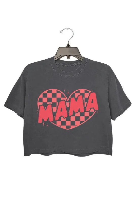 Mama Checkered Heart Crop Top For Women sold by Fancy Tees