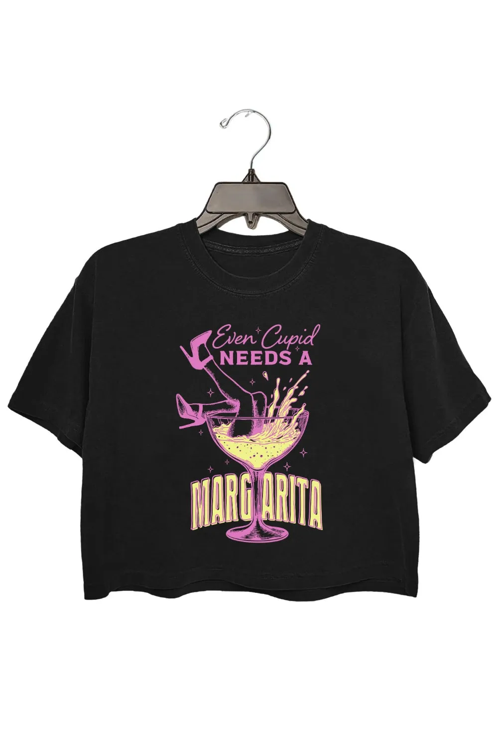 Even Cupid Needs A Margarita Crop Top For Women sold by Fancy Tees product image thumbnail 3