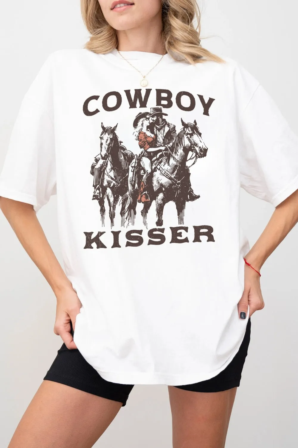 Cowboy Kisser Valentine Tee For Women sold by Fancy Tees product image thumbnail 2