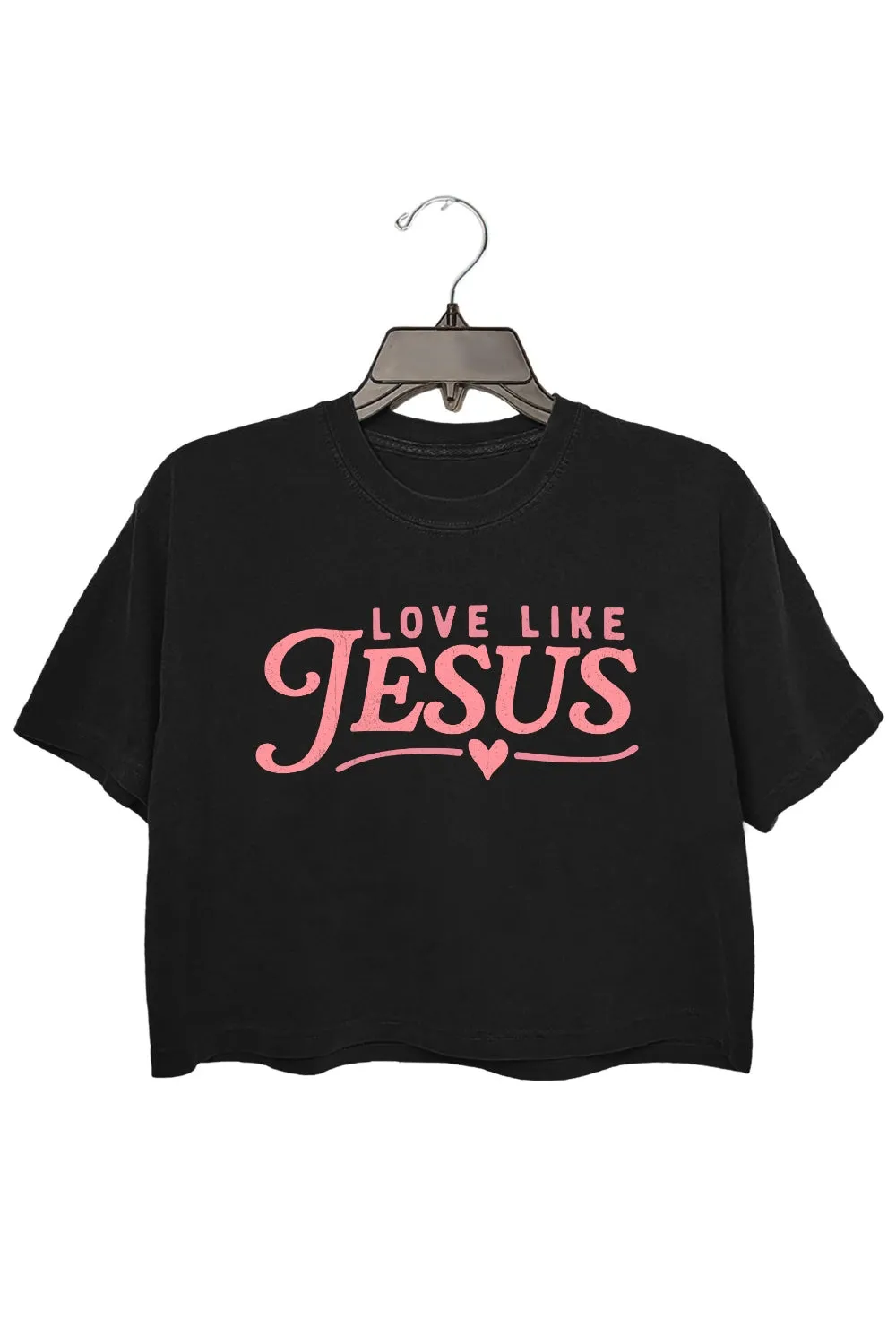 Love Like Jesus Pink Crop Top For Women sold by Fancy Tees product image thumbnail 3