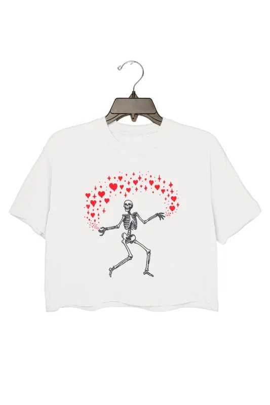 Skeleton Spreading Love Crop Top For Women sold by Fancy Tees