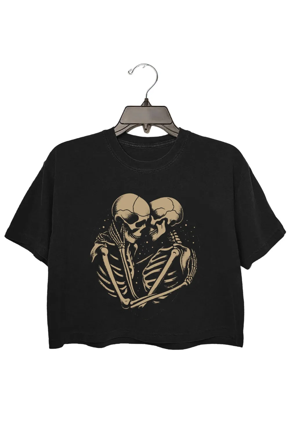 Skeletons Kissing Lovely Crop Top For Women sold by Fancy Tees product image thumbnail 2