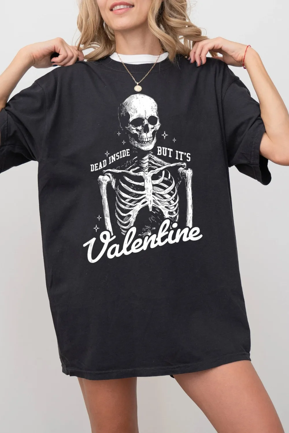 Dead Inside But Its Valentine Skull Tee For Women sold by Fancy Tees product image thumbnail 2